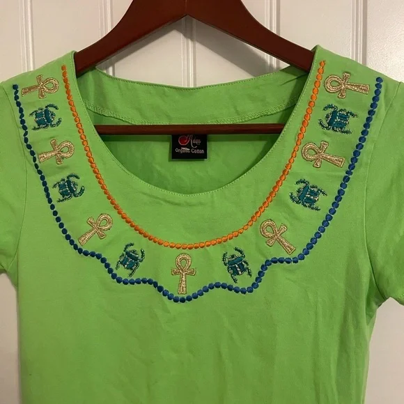 Adam Organic Cotton Egyptian style women’s size small shirt lime color shirt - Picture 2 of 16